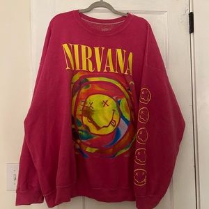 Viral Urban Outfitters Pink Nirvana Crew L/XL